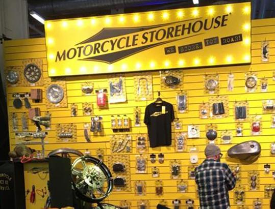 Zwart Motorcycle Storehouse-wandbord met uitgesneden logo